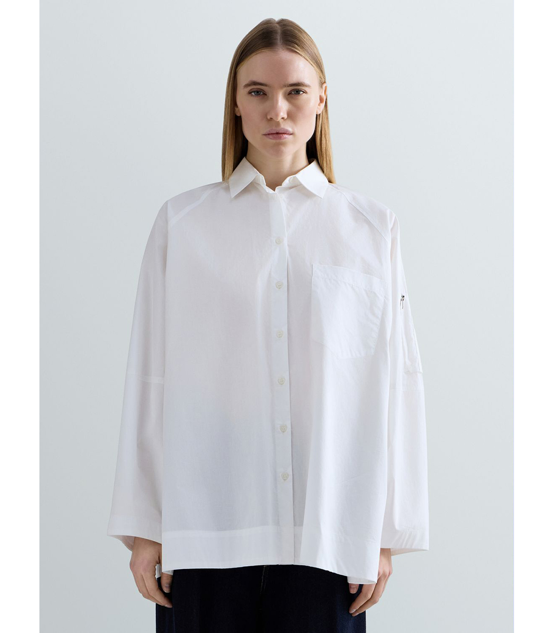 コットンポプリンオーバーシャツ